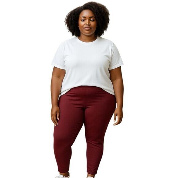 NWOT Old Navy Plus Size Maroon High Waisted Knit Skinny Ankle Pants - Size 4XL - Picture 1 of 8